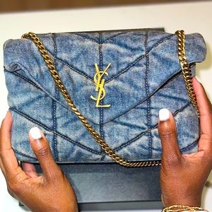 Brand New Saint Laurent Puffer Toy Bag in Denim